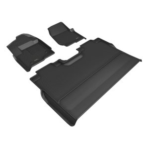 Ford F-350 Supercrew Floor Mat Set - Front + Rear - 3D MAXpider - Kagu - Black - `17-`26 Ford F-350 Supercrew Floor Mat Set - Front + Rear - 3D MAXpider - Kagu - Black - `17-`26